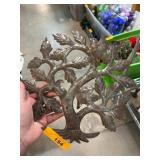 Metal Tree Sculpture with Birds and Leaves