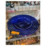 Cobalt Blue Glass Bowl With Ribbed Design