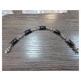Sterling Silver Bracelet with Black Stones