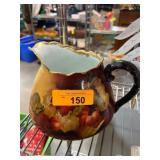 Hand-Painted Porcelain Pitcher with Fruit Motif