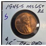 1945-S Lincoln Wheat Cent MS65+ RD