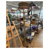 Ornate Metal Floor Lamp with Decorative Bowl