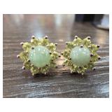 Sterling Silver Earrings with Green Stones