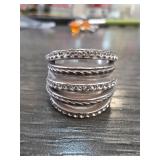 Brighton Multi-Band Silver-Tone Ring with Crystals