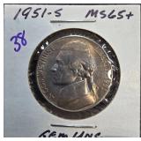 1951-S Jefferson Nickel MS65+ Graded Coin