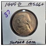 1949-D Jefferson Nickel MS66+ Graded Gem