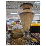Decorative Metal Vase and Brass-Like Magazine Hold