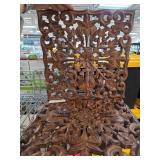 Carved Wood Floral Trivet or Decorative Panel