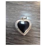 Sterling Silver Heart Locket with Black Inlay