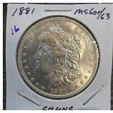 1881 Morgan Silver Dollar MS60/63
