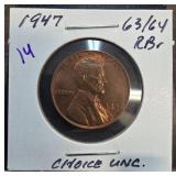 1947 Lincoln Wheat Penny in Choice Uncirculated Co