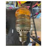 Amber Glass and Metal Hanging Lantern
