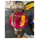 Decorative Hanging Lantern With Red Glass Globe