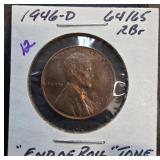 1946-D Wheat Penny MS64/65 End of Roll Tone