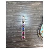 Sterling Silver Pendant With Colored Stones