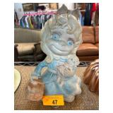 Ceramic Figurine of Girl Holding Basket and Doll