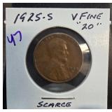 1925-S Lincoln Wheat Cent, Very Fine