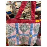 Handmade Quilted Tote Bag with Patterned Panels