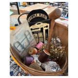 Basket of Sewing Supplies and Craft Items