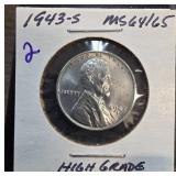 1943-S Lincoln Steel Cent MS64/65