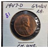 1947-D Lincoln Wheat Cent CH UNC