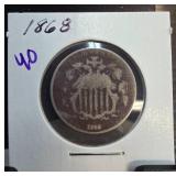 1868 Shield Nickel in Holder