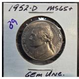 1952-D MS65+ Jefferson Nickel Gem Uncirculated