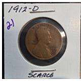 1912-D Lincoln Wheat Cent in Carded Holder