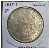1882-S Morgan Silver Dollar in AU/UNC Condition