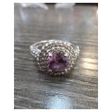 Sterling Silver Ring with Purple Stone