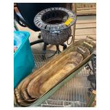 Decorative Wooden Bowls and Metal Basket