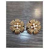 Lisner Floral Clip-On Earrings with Faux Pearls