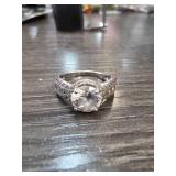 Sterling Silver Ring with Clear Center Stone