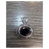 Sterling Silver Pendant with Black Stone