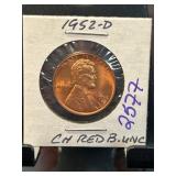 1952-D Lincoln Wheat Cent CH RED B. UNC