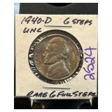 1940-D Jefferson Nickel with 6 Full Steps