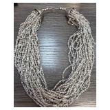 Multi-Strand Silver-Tone Beaded Necklace