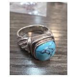 Sterling Silver Turquoise Ring, Size 7