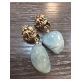 Ciner Gold-Tone Earrings with Aqua Stones