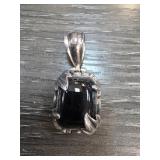 Sterling Silver Pendant with Dark Stone
