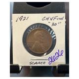 1921 Lincoln Wheat Cent in Holder