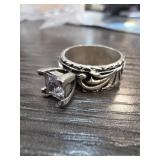 Sterling Silver Size 7 Ring with Clear Stone