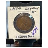 1929-D Lincoln Cent with Rotated Dies
