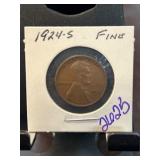 1924-S Lincoln Wheat Cent in Fine Condition