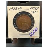 1928-D Lincoln Wheat Penny in VF/EF Condition