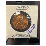 1958-D Lincoln Wheat Cent in Choice Red BU
