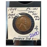 1949-S Lincoln Cent FS-101 DDO-001 Rare Variety