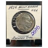 1929 Buffalo Nickel With Rotated Dies Error