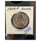 1943-P Jefferson Nickel in Display Mount