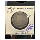 1906 Liberty Nickel Mint Error Coin